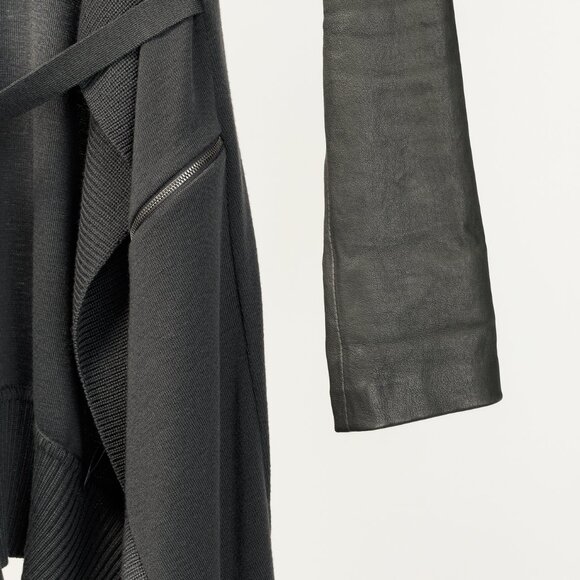 Annette Gortz AW/14 Kubus Grey Leather-Trim Belted Cardigan - Picture 8 of 13